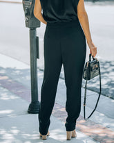 Uncommon Times Pocketed Asymmetrical Button Pants - Black